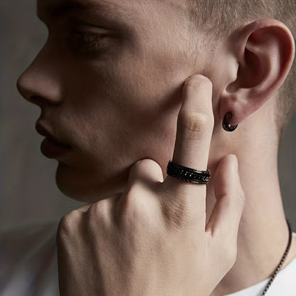 1 Pack Rotating Chain Rings Women's Embossed Fashion Men's Hip Hop Accessories Rings Multifunctional Punk Jewelry Birthday Gift