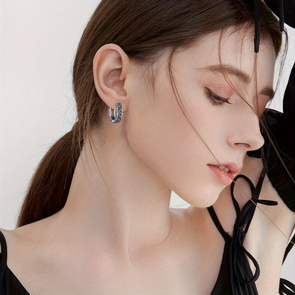 Celtic Earrings 925 Sterling 925 Silver Nordic Viking Earrings Jewelry Gift for Women Men Hoop Earrings