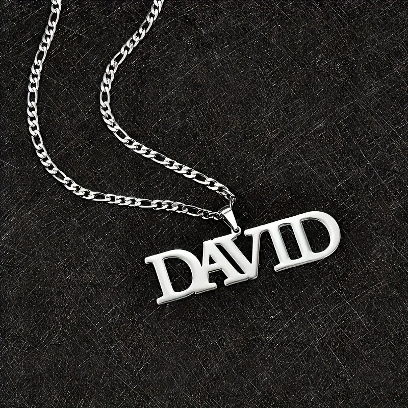 Custom Personalized Name Necklace, Fashion Elegant Style, Hypoallergenic 304 Stainless Steel, with Chain, for Men and Women, Ideal Custom Jewelry Gift