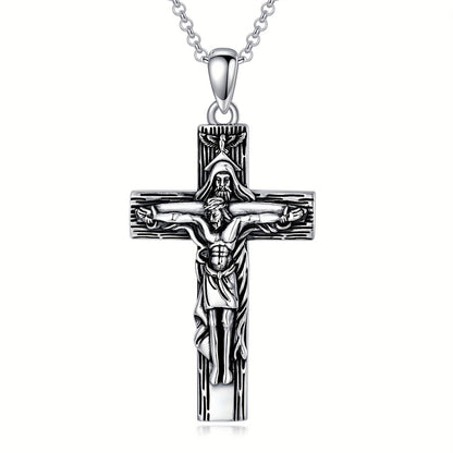 Jesus Cross Necklace for Men Women 925 Sterling 925 Silver Crucifix Pendant Cross Jewelry Gifts