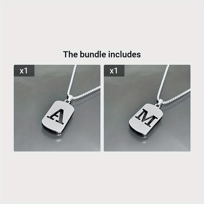 1 Hip-Hop Trendy Retro Stainless Steel Pendant Necklace with Cut-Out Letters, Jewelry for Men – Perfect for Daily Wear and Parties