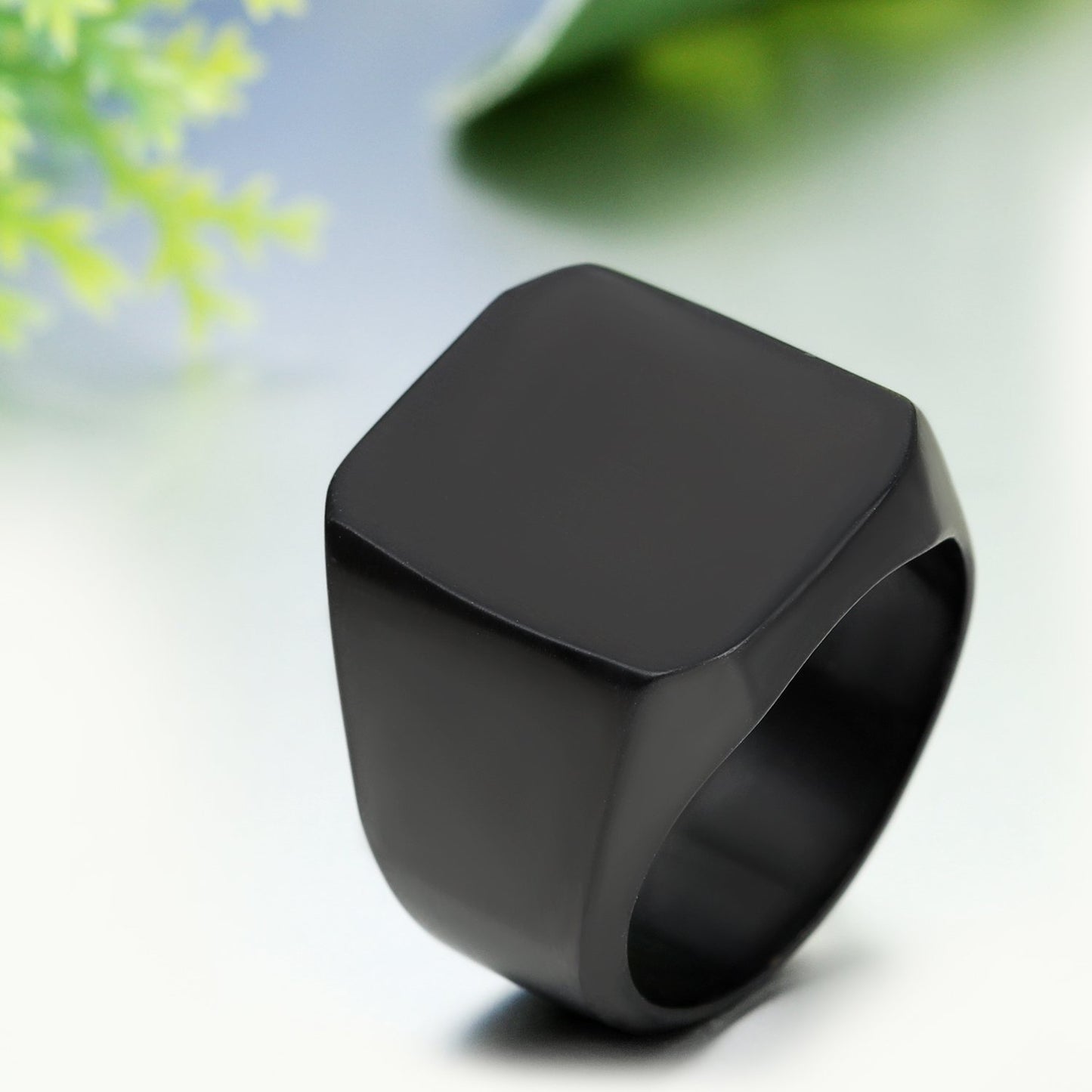 JewelryWe High Polished Stainless Steel Engagement Wedding Band Mens Signet Ring, Men Engagement Ring, Anniversary Gift, Engagement Ring for Men, Minimalist Jewelry, Sleek Design, Highquality Finish, Hypoallergenic Material,