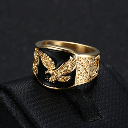 1pc GREPPN 316L Stainless Steel Ring, Eagle Design, Hip Hop Punk Style, Unisex Hip Hop Jewelry for Engagement, Party, Vintage Cool Unique, Independence Day, Valentine'S Day, Spring Festival Gift