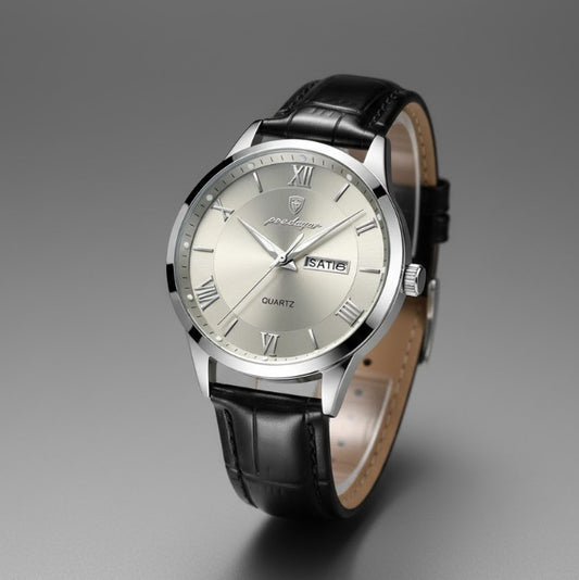 Orologio da Uomo POEDAGAR Elegante – Cinturino in Pelle, Impermeabile, Calendario e Quadrante Luminoso