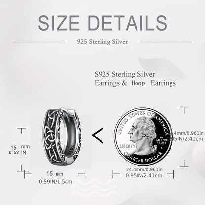 Celtic Earrings 925 Sterling 925 Silver Nordic Viking Earrings Jewelry Gift for Women Men Hoop Earrings