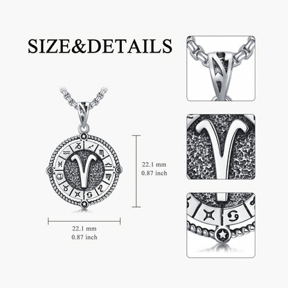 Zodiac Necklace 12 Constellation Horoscope Astrology Pendant Necklace 925 Sterling Silvery Zodiac Sign Jewellery Gifts for Men Women