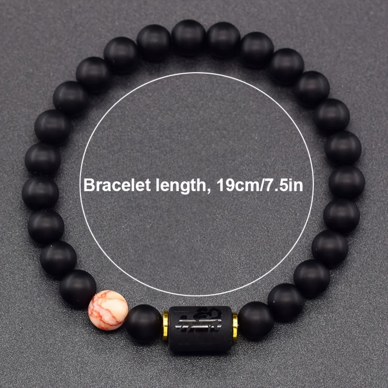 Elastic Bracelet Made of Natural Stones Representing The 12 Zodiac Signs, Featuring a Card Design for Couples, Perfect As a Valentine'S Day Or Birthday Gift for Partners And Friends.