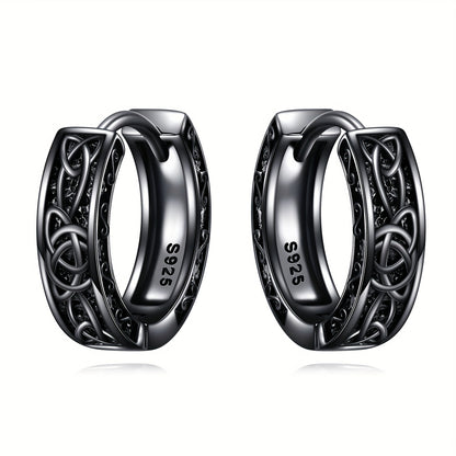 Celtic Earrings 925 Sterling 925 Silver Nordic Viking Earrings Jewelry Gift for Women Men Hoop Earrings