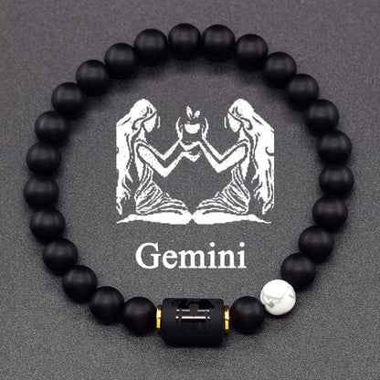Elastic Bracelet Made of Natural Stones Representing The 12 Zodiac Signs, Featuring a Card Design for Couples, Perfect As a Valentine'S Day Or Birthday Gift for Partners And Friends.