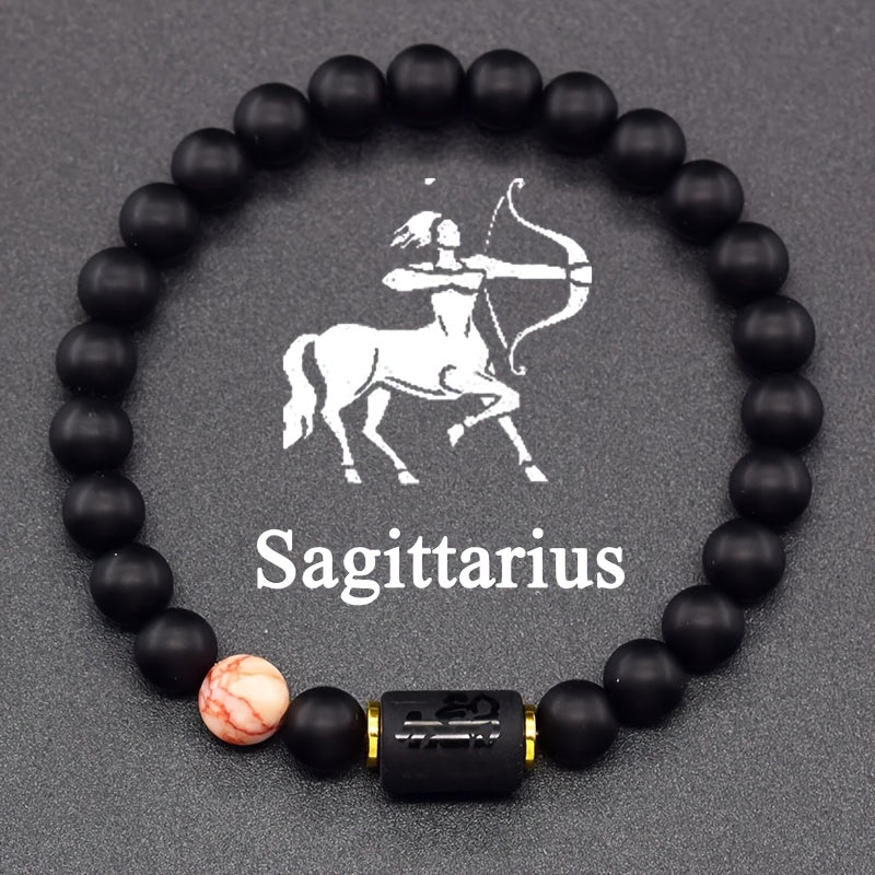 Elastic Bracelet Made of Natural Stones Representing The 12 Zodiac Signs, Featuring a Card Design for Couples, Perfect As a Valentine'S Day Or Birthday Gift for Partners And Friends.