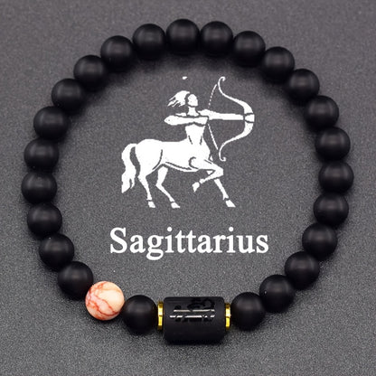 Elastic Bracelet Made of Natural Stones Representing The 12 Zodiac Signs, Featuring a Card Design for Couples, Perfect As a Valentine'S Day Or Birthday Gift for Partners And Friends.