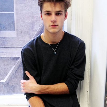 Dragon Necklace 925 Sterling Silvery Dragon Artificial Crystal Necklace Dragon Jewelry for Men Women