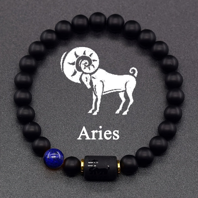 Elastic Bracelet Made of Natural Stones Representing The 12 Zodiac Signs, Featuring a Card Design for Couples, Perfect As a Valentine'S Day Or Birthday Gift for Partners And Friends.