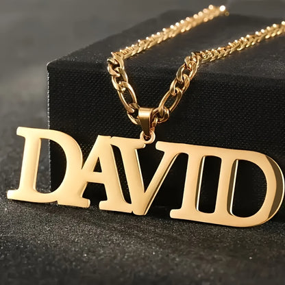 Custom Personalized Name Necklace, Fashion Elegant Style, Hypoallergenic 304 Stainless Steel, with Chain, for Men and Women, Ideal Custom Jewelry Gift