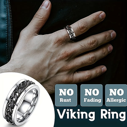 Vintage Style 4-Piece Men's Stainless Steel Ring Set - Greek Seal, Celtic Engraved, Thumb, and Vintage Carved Designs - 304 Stainless Steel, Non-Plated Jewelry Collection